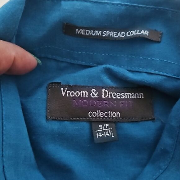 Vroom & Dreesmann Men's Button Down Long Sleeves Shirt With Tie Small Blue - Picture 6 of 16